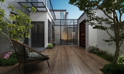 现代别墅庭院3D模型下载